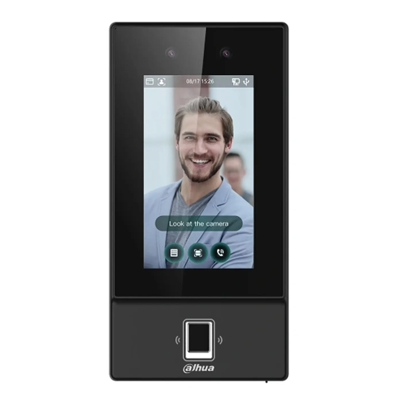 [090481] [DHI-ASI6214S] Dahua - Control de Acceso con Pantalla Táctil de 4.3" y Reconocimiento Facial (6.000 Usuarios 6.000 Rostros 10.000 Tarjetas IC Mifare 6.000 Claves 6.000 Huellas) Comunicación TCP/IP para Interiores y Exteriores [Serie FACT]