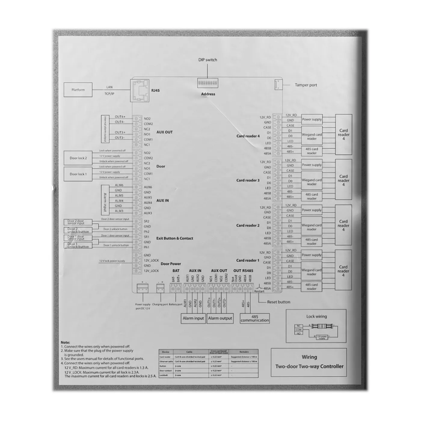 [090495] [DHI-ASC2202C-D] Dahua - Control de Acceso Gestiona 2 Puertas y 4 Lectoras (Admite 100.000 Usuarios 3.000 huellas 100.000 Tarjetas y 500.000 registros) Con Interlock Anti-passback Desbloqueo Remoto TCP/IP RS-485 y Wiegand para Interiores