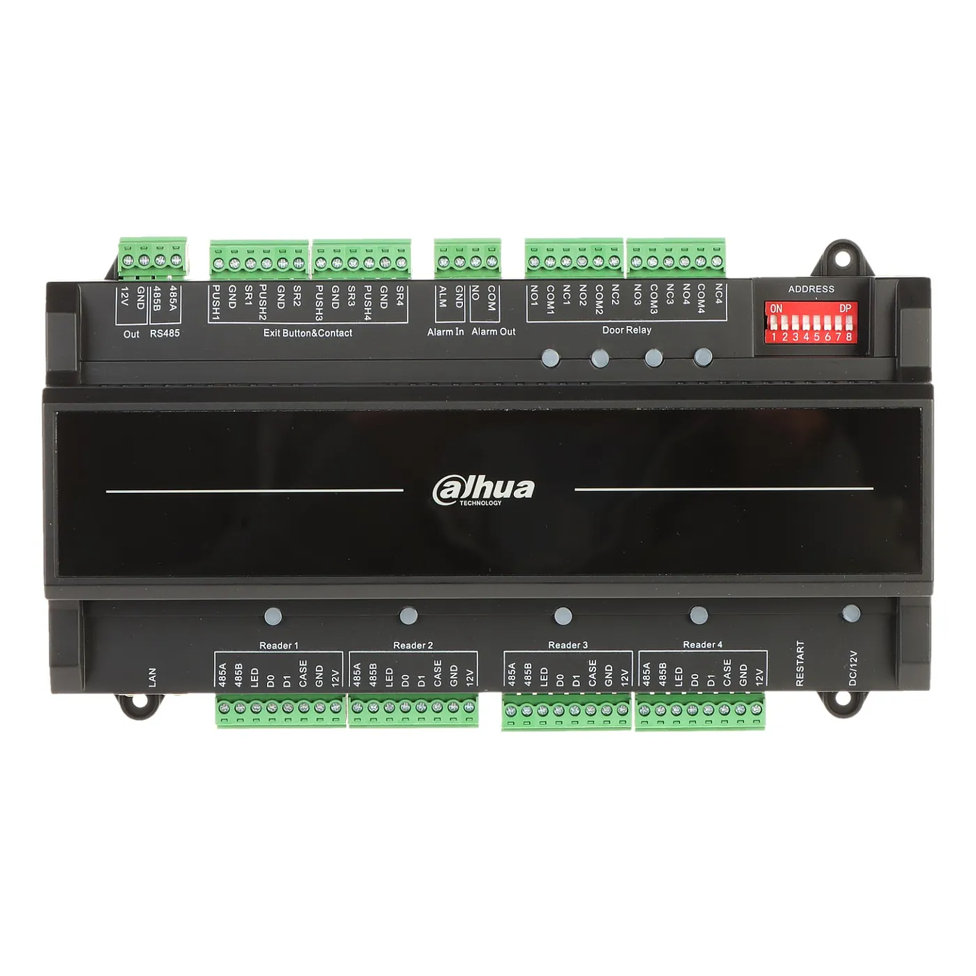 [090500] [DHI-ASC2204B-S] Dahua - Panel de Control de Acceso de 4 Puertas y 4 Lectoras (Admite 100.000 Usuarios 3.000 huellas 100.000 Tarjetas y 500.000 registros) Con Interlock Anti-passback Desbloqueo Remoto TCP/IP RS-485 y Wiegand PoE para Interiores
