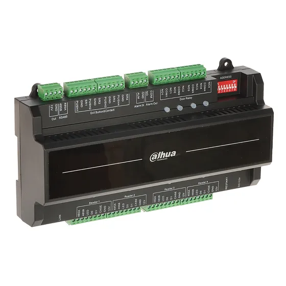 [090500] [DHI-ASC2204B-S] Dahua - Panel de Control de Acceso de 4 Puertas y 4 Lectoras (Admite 100.000 Usuarios 3.000 huellas 100.000 Tarjetas y 500.000 registros) Con Interlock Anti-passback Desbloqueo Remoto TCP/IP RS-485 y Wiegand PoE para Interiores