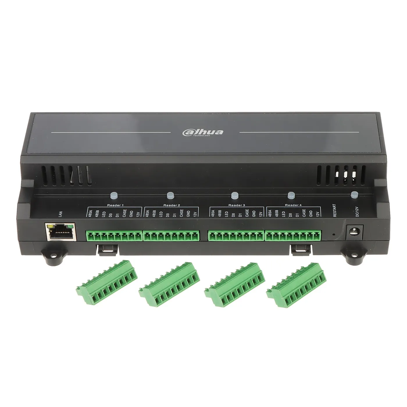 [090500] [DHI-ASC2204B-S] Dahua - Panel de Control de Acceso de 4 Puertas y 4 Lectoras (Admite 100.000 Usuarios 3.000 huellas 100.000 Tarjetas y 500.000 registros) Con Interlock Anti-passback Desbloqueo Remoto TCP/IP RS-485 y Wiegand PoE para Interiores