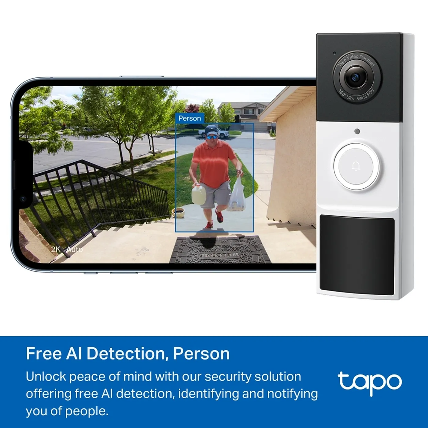 [090538] [D210] TP-Link - Timbre Inteligente IP65 con Cámara 3MP y Visión Nocturna a Color [Tapo]