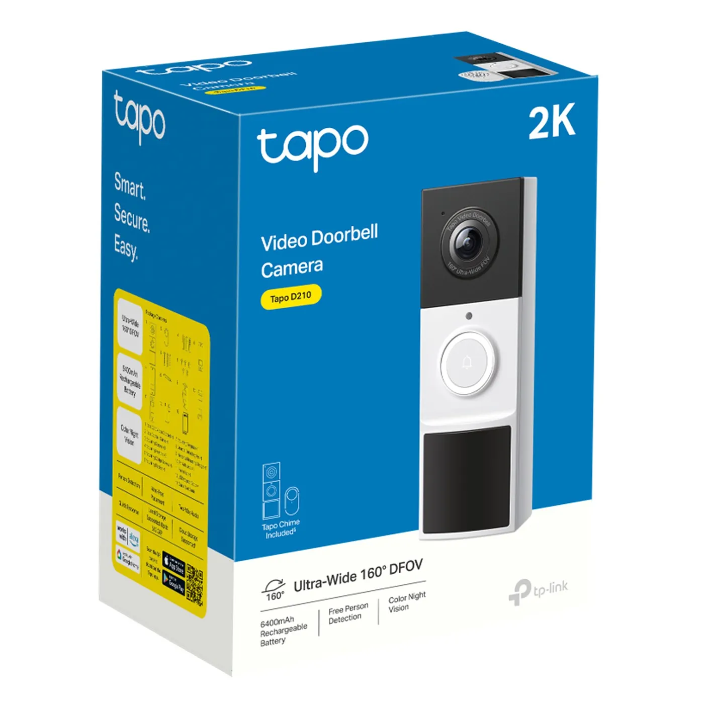 [090538] [D210] TP-Link - Timbre Inteligente IP65 con Cámara 3MP y Visión Nocturna a Color [Tapo]