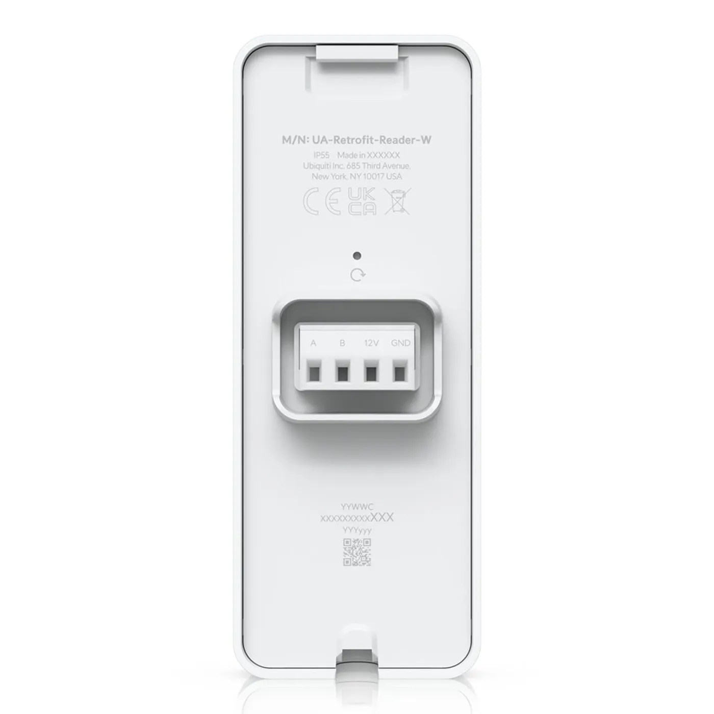 [090541] [UA-Retrofit-Reader-W] Ubiquiti - UniFi Access, Lector Retrofit Blanco con NFC y Touch Pass para Apple/Google Wallet, Protocolo OSDP por RS-485, Protección IP55 y Alimentación 12 V DC