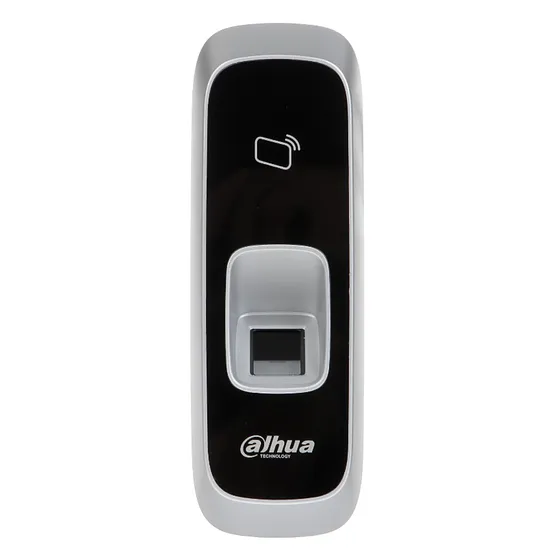 [090505] [DHI-ASR1102A(V3)] Dahua - Lector de Acceso de Reconocimiento de Tarjetas (IC Mifare) de Identificación Sin Contacto y Huellas (3.000) con Retroiluminación Azul Comunicación RS-485 y Wiegand Uso en Interiores