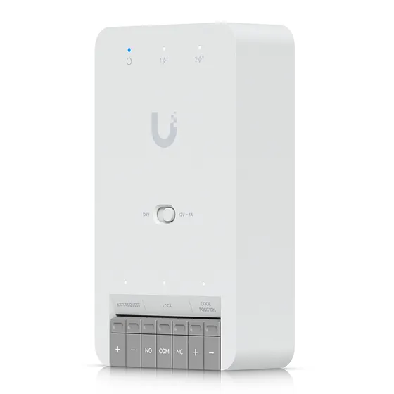 [090532] [UA-Hub-Door-Mini] Ubiquiti - Centro de Control de Acceso Compacto UniFi Terminal de Bloqueo 12V Entradas Adicionales Sensor y Botón Alimentación PoE++ Conexión para Dos Lectores o Cámaras Uso Interior