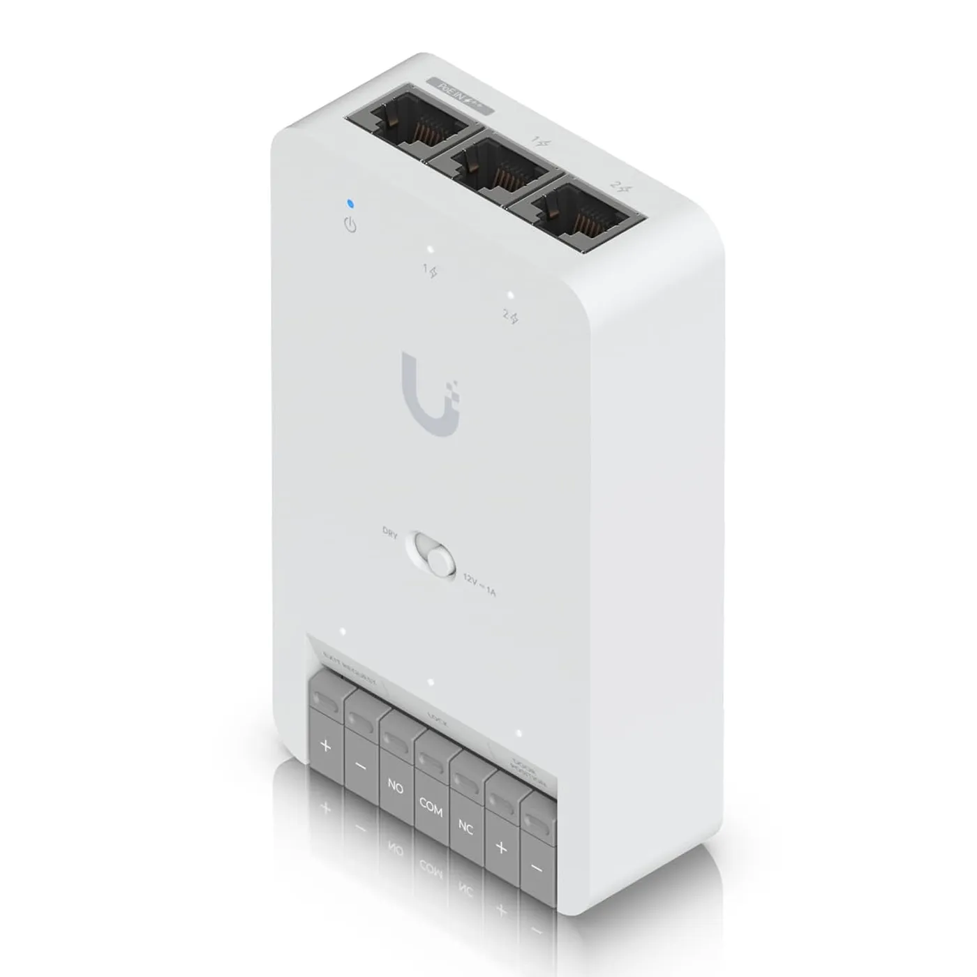[090532] [UA-Hub-Door-Mini] Ubiquiti - Centro de Control de Acceso Compacto UniFi Terminal de Bloqueo 12V Entradas Adicionales Sensor y Botón Alimentación PoE++ Conexión para Dos Lectores o Cámaras Uso Interior