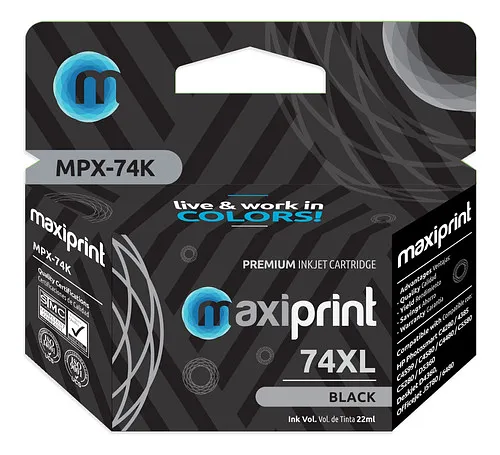 [100183] [74XL-NEGRO] Maxiprint - Cartucho Tinta Negro 74XL