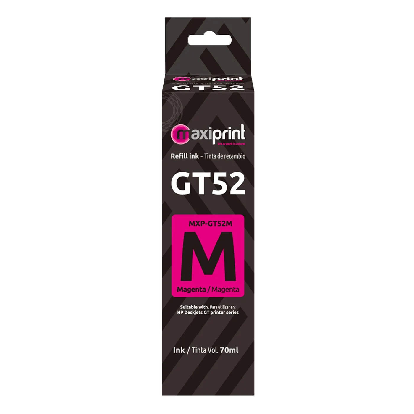 [100206] [MXP-GT52M] Maxiprint - Tinta Compatible HP 70ml Magenta GT52