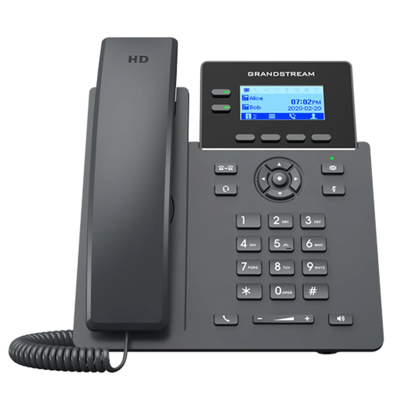 [110002] [GRP2602G] Grandstream - Teléfono IP 2 líneas 4 cuentas SIP pantalla LCD retroiluminada 2.4 pulgadas 132x48 PoE integrado dos puertos Gigabit 10/100/1000 Mbps conferencia de 5 vías
