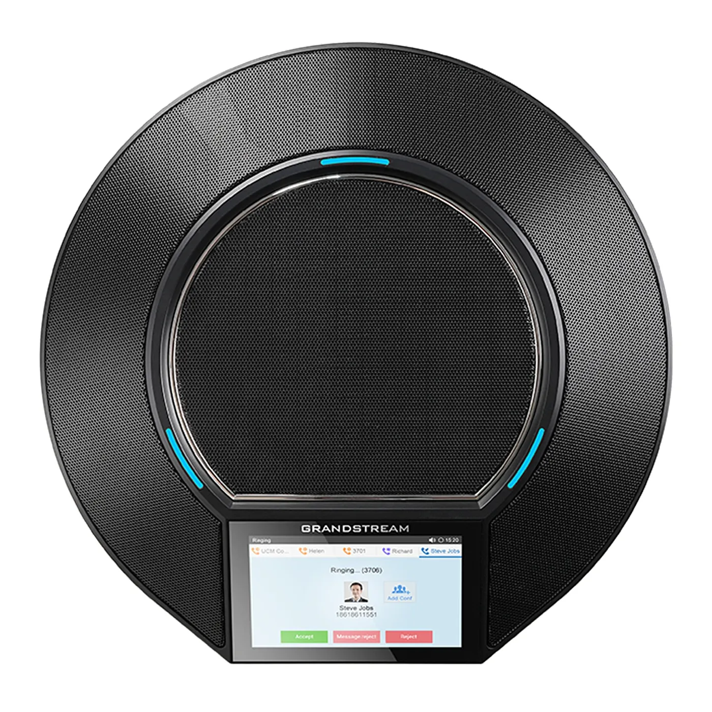 [110030] [GAC2500] Grandstream - Teléfono de Audioconferencia IP 6 líneas 6 cuentas SIP conferencia de 7 vías con puente integrado pantalla táctil capacitiva de 4.3 pulgadas 800x480 Android 4.4 puerto Gigabit autosensible con PoE Wi-Fi y Bluetooth integra