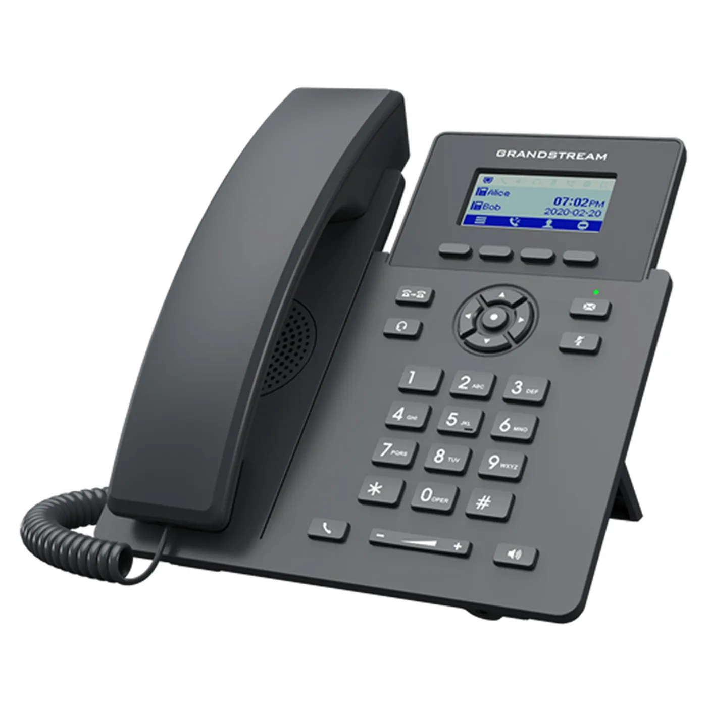 [110013] [GRP2601P] Grandstream - Teléfono IP 2 líneas 2 cuentas SIP pantalla LCD 2.4 pulgadas 132x48 PoE integrado dos puertos 10/100 Mbps soporte EHS