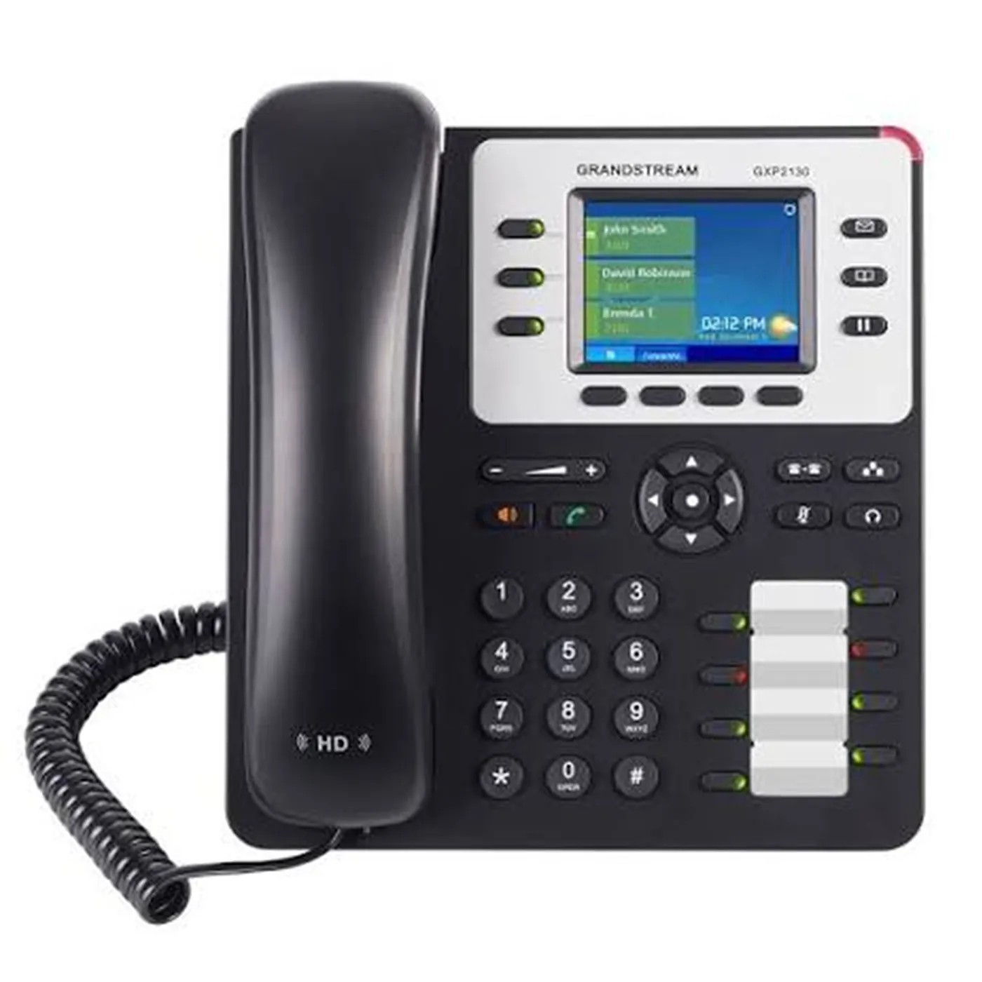 [110015] [GXP2130] Grandstream - Teléfono IP 3 cuentas SIP 3 líneas pantalla LCD color 2.8 pulgadas 320x240 8 teclas BLF de doble color PoE integrado dos puertos Gigabit Bluetooth integrado