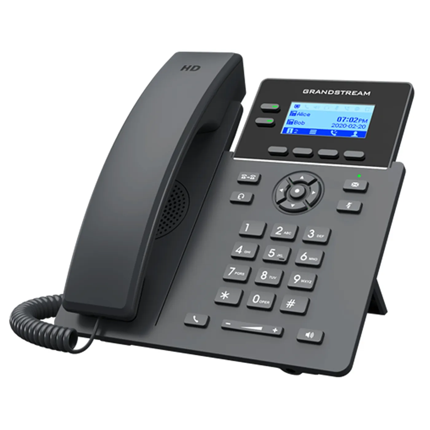[110023] [GRP2602W] Grandstream - Teléfono IP Wi-Fi 2 líneas 4 cuentas SIP pantalla LCD retroiluminada 2.4 pulgadas 132x48 Wi-Fi 6 doble banda 2.4 GHz y 5 GHz 802.11a/b/g/n/ac/ax dos puertos 10/100 Mbps