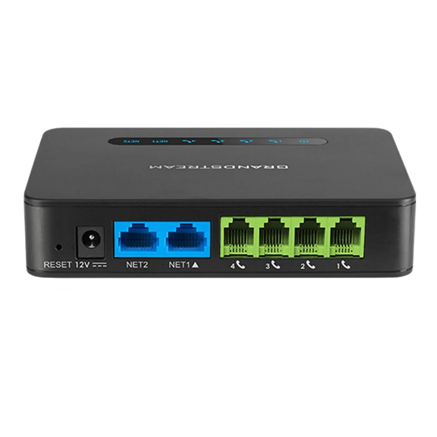 [110063] [HT814 V2] Grandstream - Adaptador Telefónico Analógico (ATA) 4 puertos FXS 2 perfiles SIP dos puertos RJ45 10/100/1000 Mbps router NAT Gigabit integrado hasta 100 Mbps de enrutamiento servidor SIP de respaldo automático