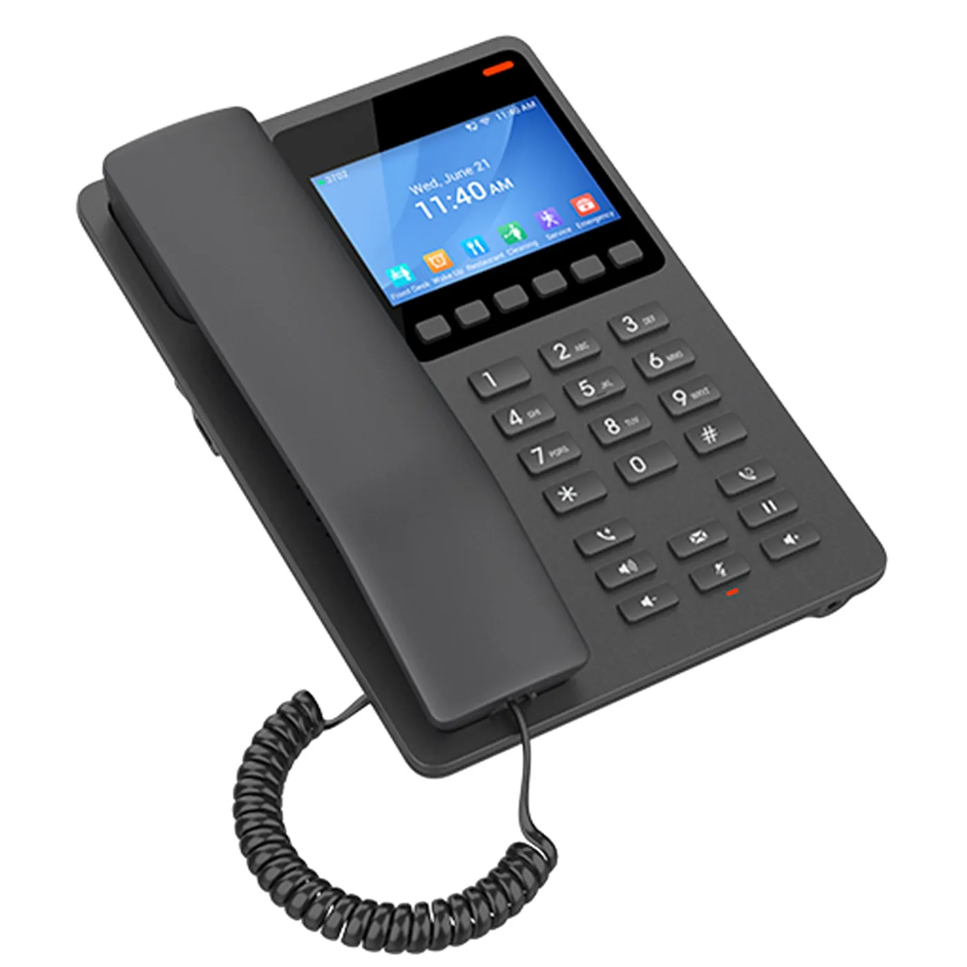 [110068] [GHP631] Grandstream - Teléfono IP para Hotelería 2 cuentas SIP 2 líneas pantalla LCD a color 10 teclas de marcación rápida 6 teclas contextuales PoE integrado un puerto de red 100 Mbps