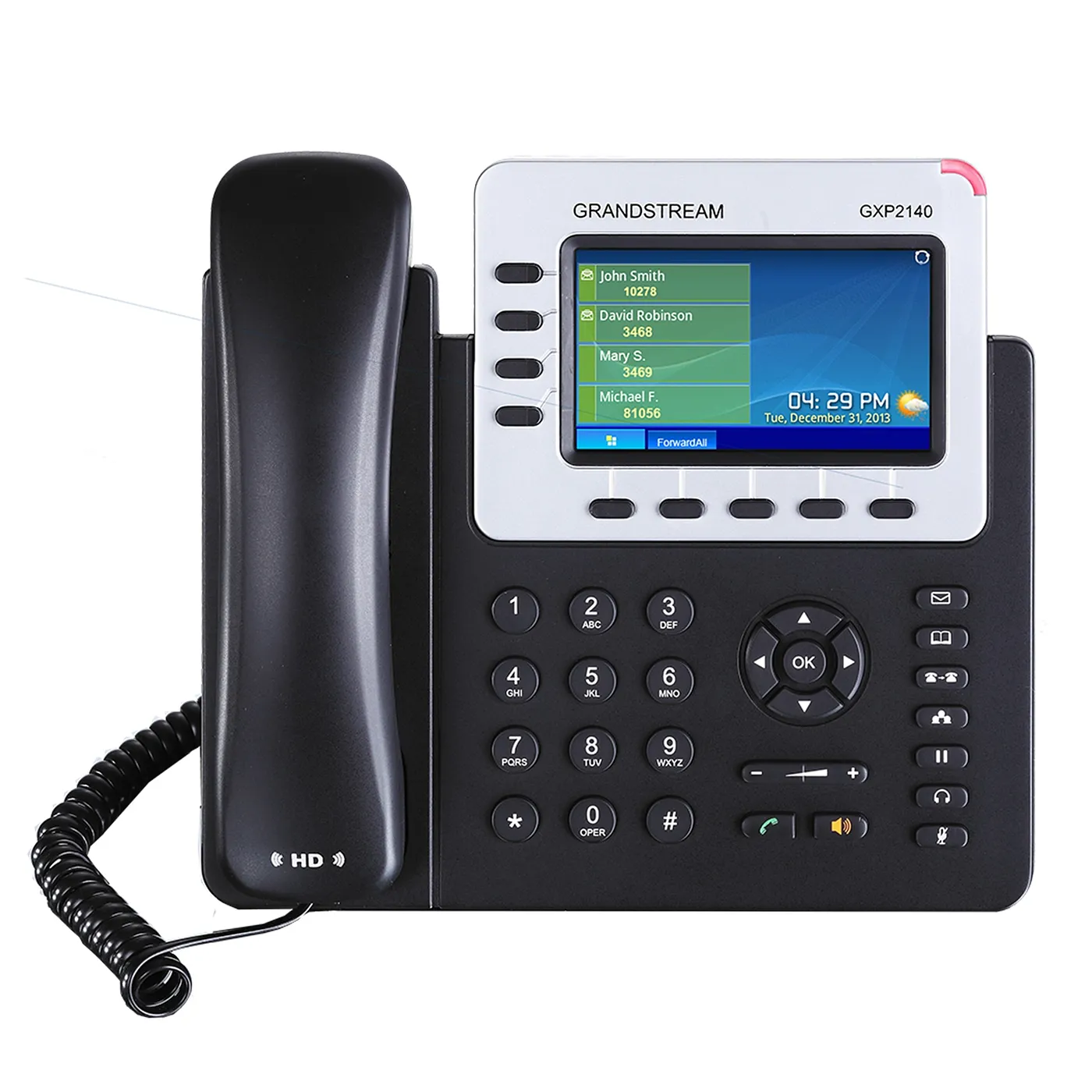 [110070] [GXP2140] Grandstream - Teléfono IP 4 cuentas SIP 4 líneas pantalla LCD color 4.3 pulgadas 480x272 PoE integrado dos puertos Gigabit Bluetooth integrado EHS Plantronics