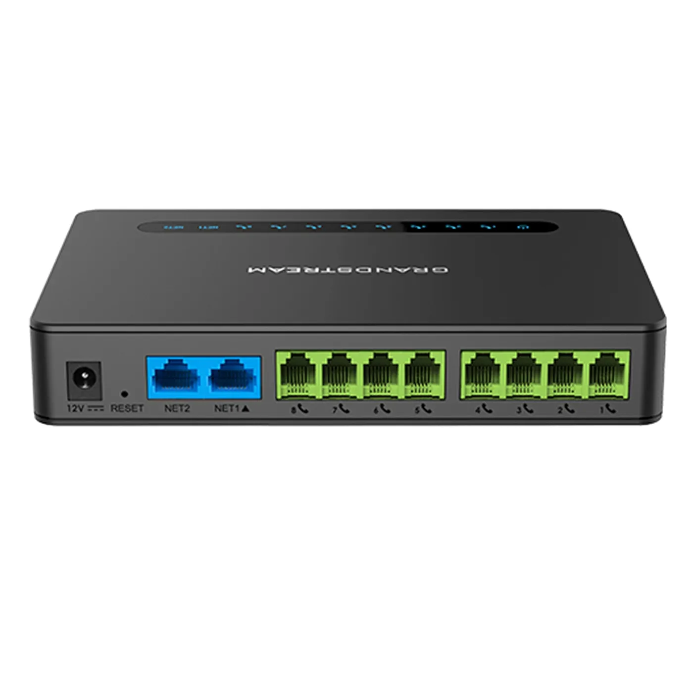 [110085] [HT818 V2] Grandstream - Adaptador Telefónico Analógico (ATA) 8 puertos FXS RJ11 2 perfiles SIP dos puertos RJ45 10/100/1000 Mbps router NAT de alto rendimiento conferencia de 3 vías por puerto fax T.38 hasta 14.4 kbps