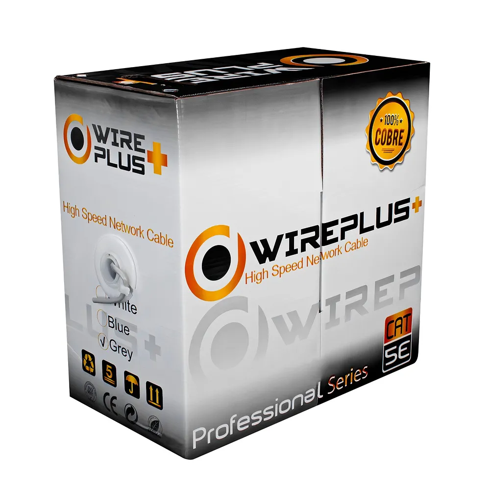 Cable UTP Categoria 5E 100% Cobre Interior Gris Wireplus+ (Caja 305 Metros)