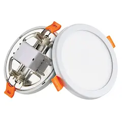 Lampara Panel LED 20W 8" 4000K Luz Fresca Redonda Empotrar Ajustable Borde Blanco 1920lm 3708-B Lucerna