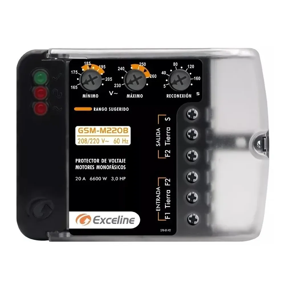 (GSM-M220B/3) Exceline - Protector Motores Monofasicos hasta 3HP 220V (Bornera)