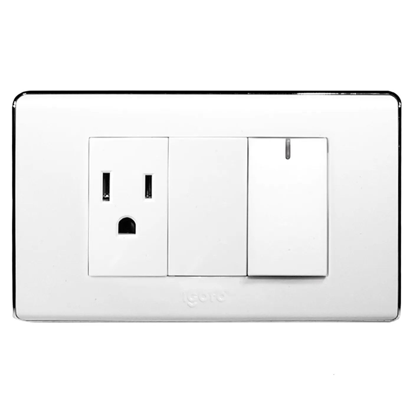 Interruptor Simple + Toma Corriente Serie A Blanco A6036 Igoto