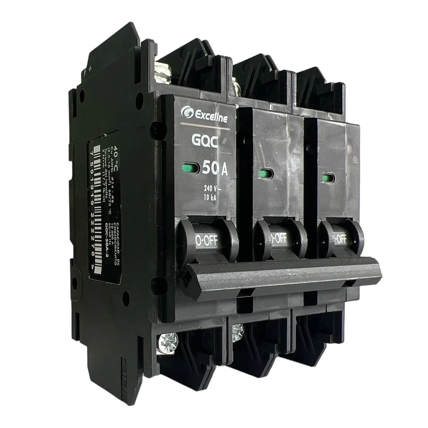 (GQC-50A-3) Exceline - Breaker Superficial GQC TermoMagnetico 50Amp (3 polos)