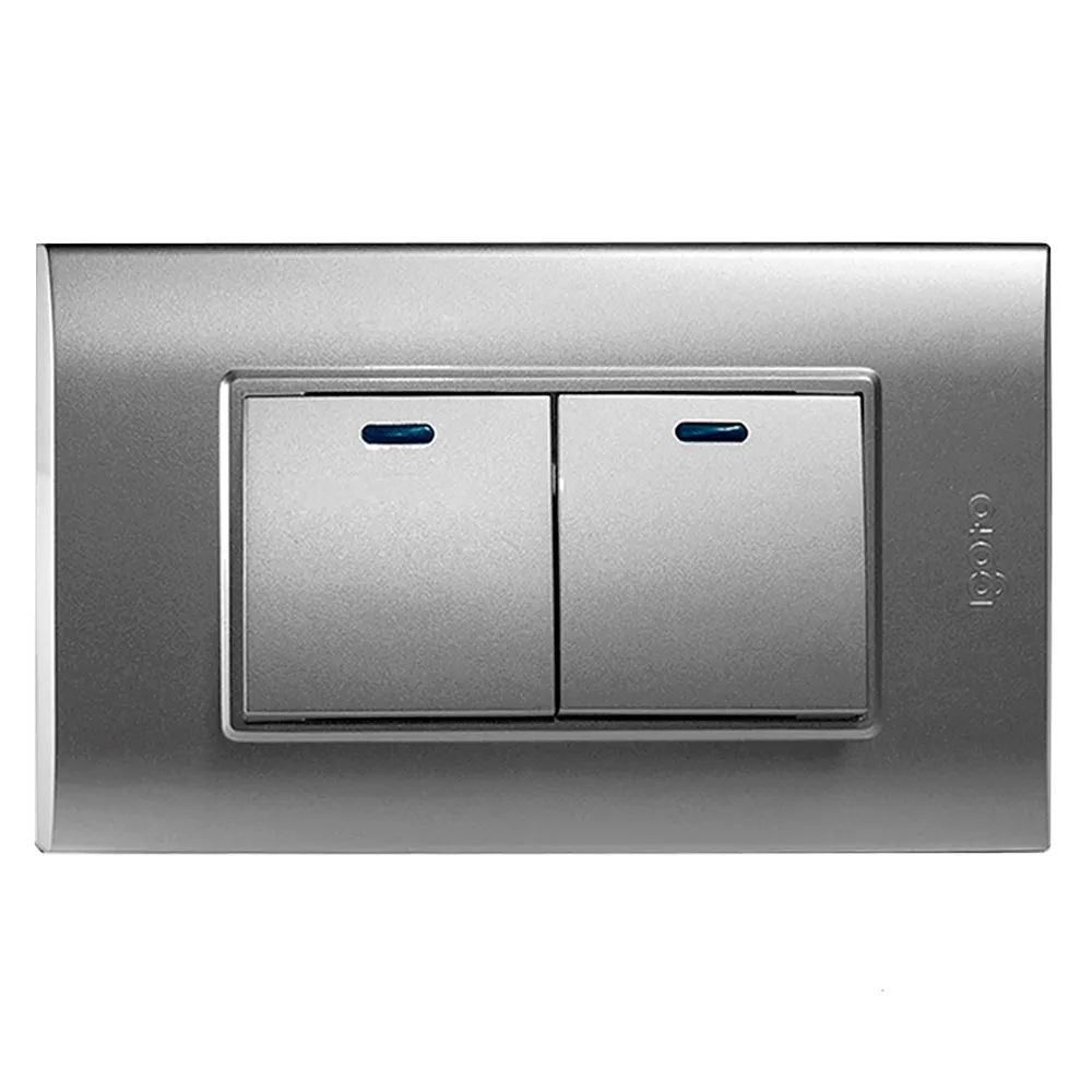 Interruptor Doble Largo Serie B Plata B514-S Igoto