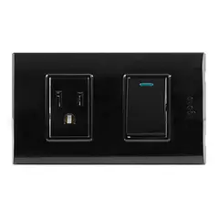 Interruptor Simple + Toma Corriente Serie B Negro B316-B Igoto