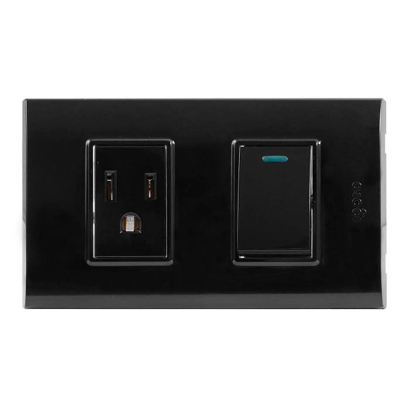Interruptor Simple + Toma Corriente Serie B Negro B316-B Igoto