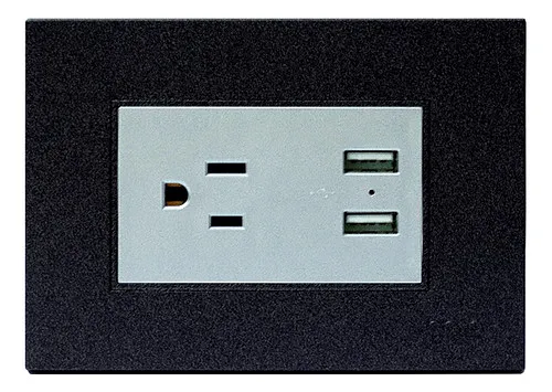 Toma Corriente con Tierra + 2 USB Serie Z Negro Z105U-B Igoto