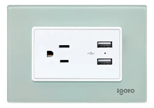 Toma Corriente con Tierra + 2 USB Blanco Acrilico Serie Z Z105U-A Igoto