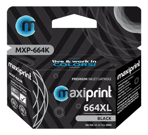 Cartucho Tinta Maxiprint Negro 664XL