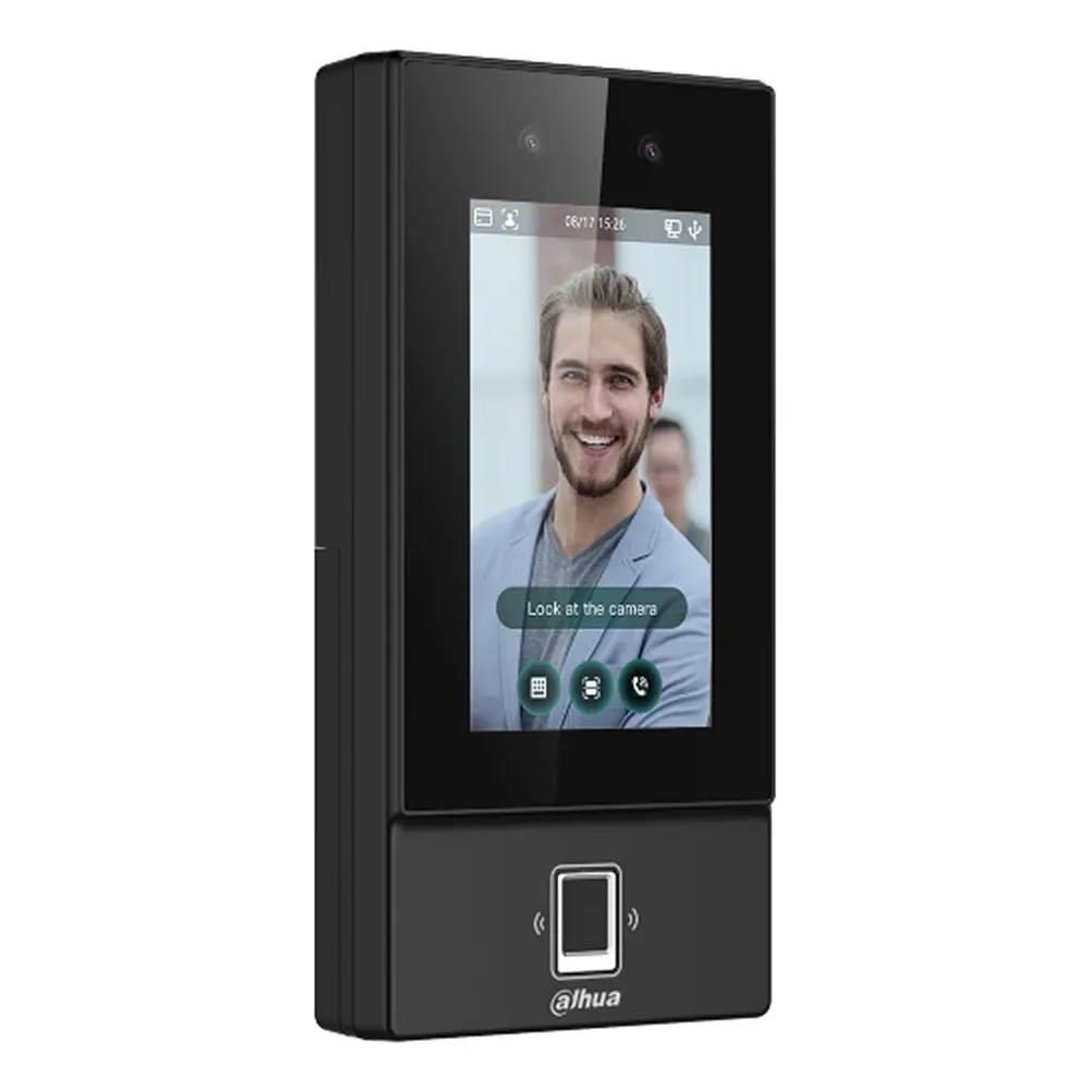 [DHI-ASI6214S-D] Dahua - Control de Acceso con Pantalla Táctil de 4.3" y Reconocimiento Facial (6.000 Usuarios 6.000 Rostros 10.000 Tarjetas ID 6.000 Claves 6.000 Huellas) Comunicación TCP/IP para Interiores y Exteriores [Serie FACT]