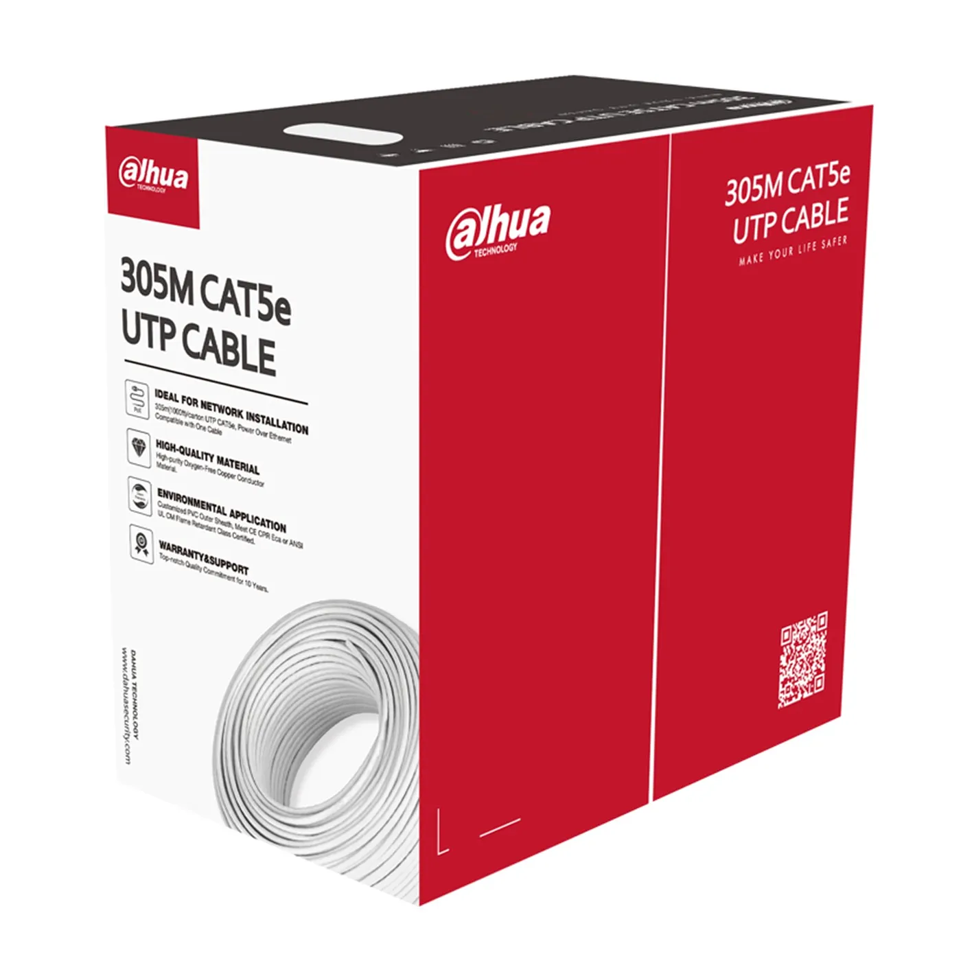 [DH-PFM920I-5EUN] Dahua - Cable UTP Categoria 5E 100% Cobre Interior Blanco 0.45MM [Caja 305 Metros]