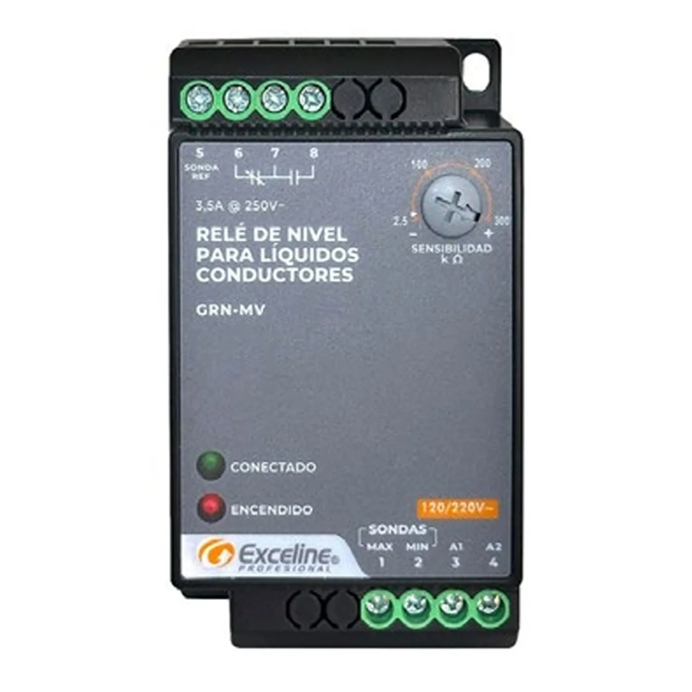 (GRN-MV) Exceline - Rele Nivel de Liquidos Conductores 110V/220V (Bornera)