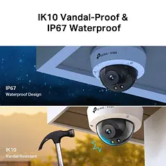 [C250-2.8] Vigi By TP-Link - Cámara IP Alta Definición [5Mp] Tipo Domo Full Color con Audio PoE y 12V IP67 [Lente 2.8mm]