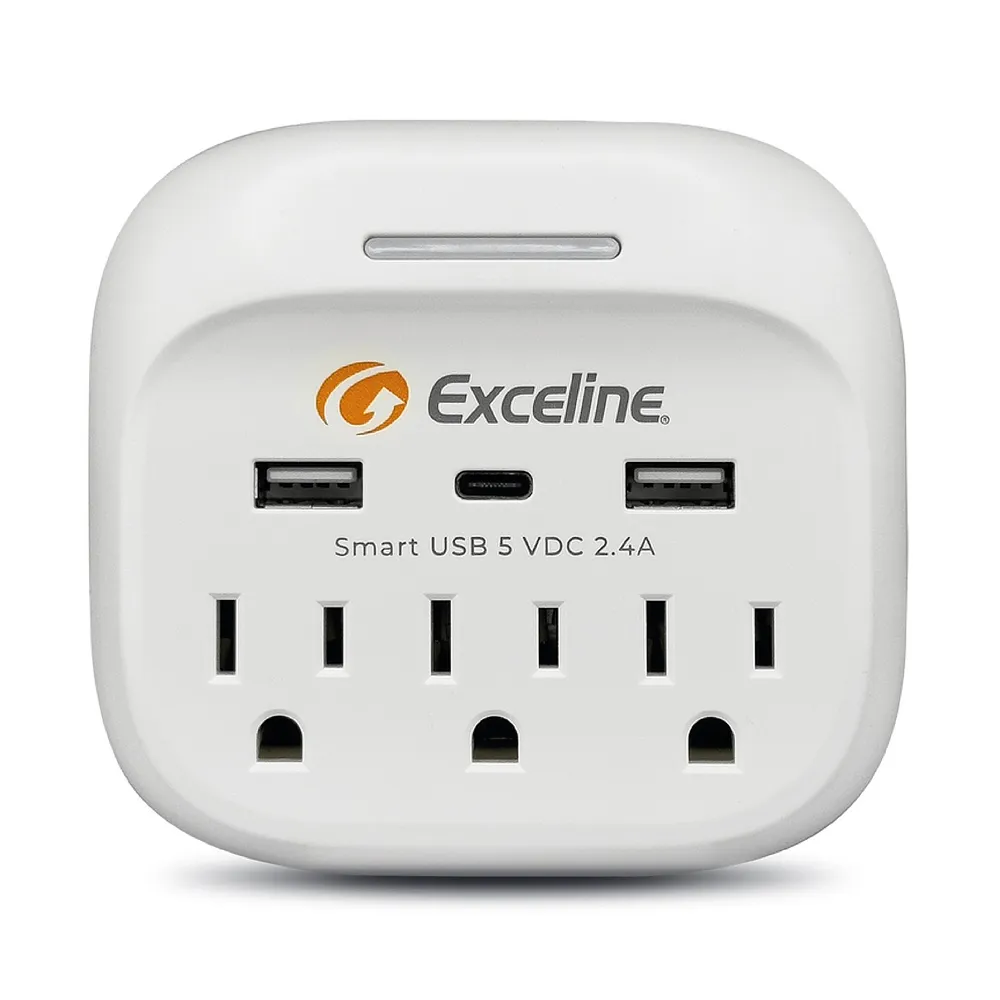 [GMT-5R3U-C] Exceline - Regleta con Puertos USB C y A con Cable