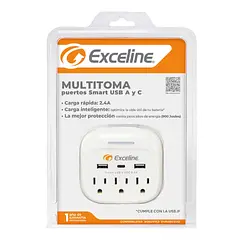 [GMT-5R3U-C] Exceline - Regleta con Puertos USB C y A con Cable