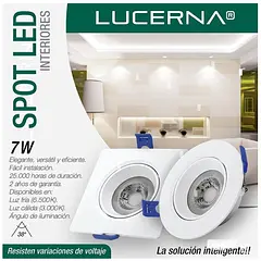 Lampara Spot Dirigible LED 7W 3000K Luz Calida Redonda Empotrar Borde Blanco 630lm 307 Lucerna