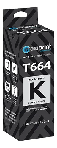 Tinta Maxiprint Compatible Epson 70ml Negro T664K