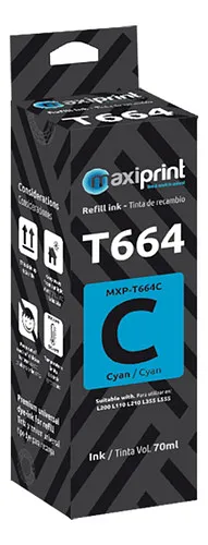 Tinta Maxiprint Compatible Epson 70ml Cyan T664C