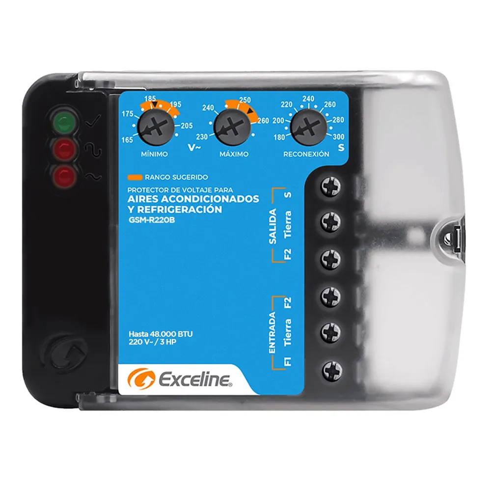 (GSM-R220B/3) Exceline - Protector de A/A y Refrigeracion AltaCarga 220V (Bornera)