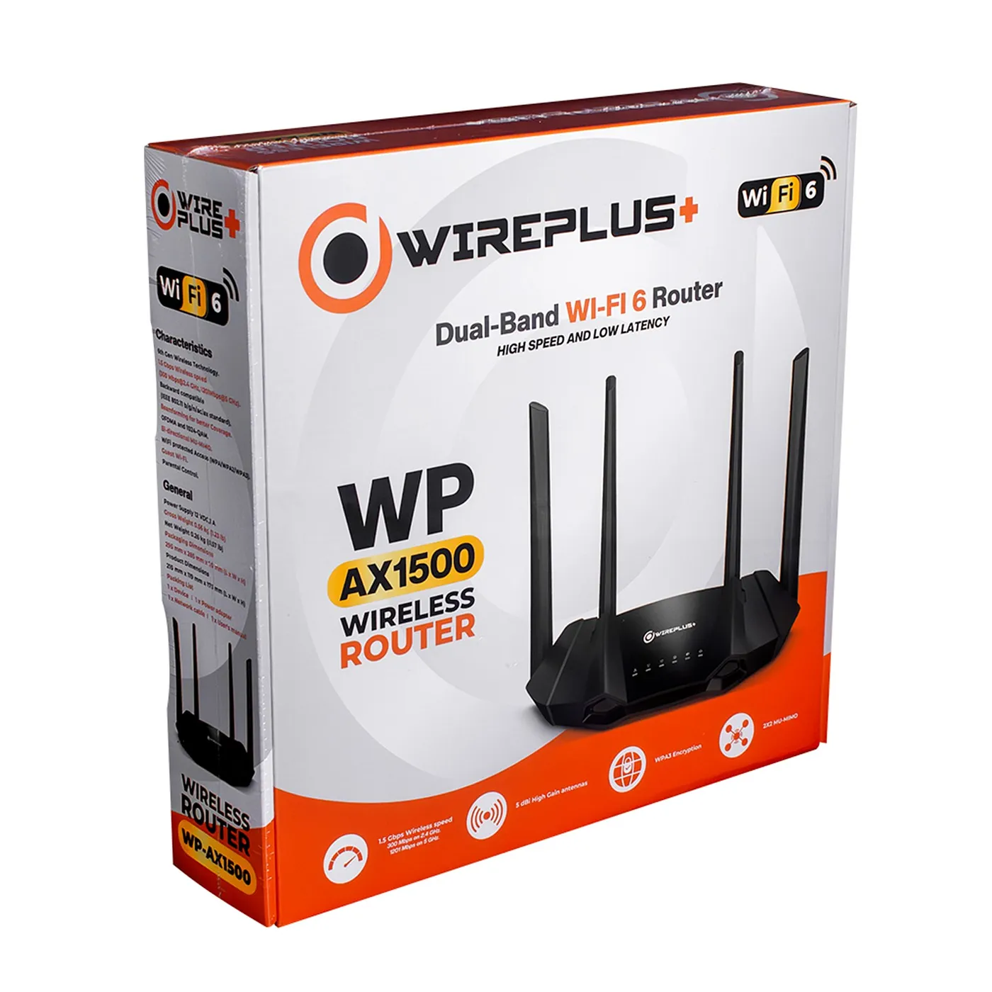 [WP-AX1500] Wireplus - Router Inalambrico WiFi Doble Banda AX3000 WiFi6 4 Antenas